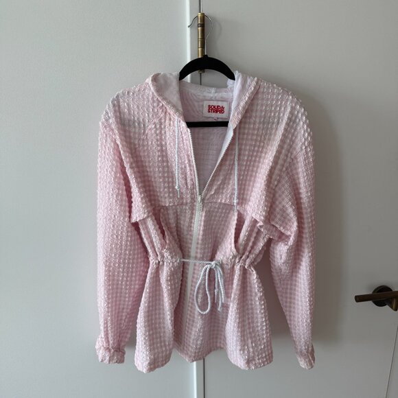 Sold & Striped Pink Gingham Wind Breaker Jacket - Picture 3 of 9